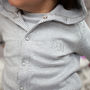 Embroidered Initials Grey Stripey Baby Hooded Jacket, thumbnail 1 of 7