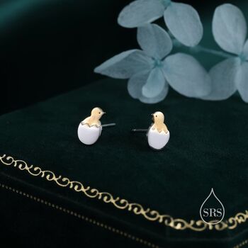 Cute Chick And Egg Stud Earrings In Sterling Silver, 5 of 10
