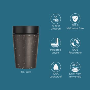 Leak Proof Reusable Cup 8oz Black And Cosmic Black, 2 of 5
