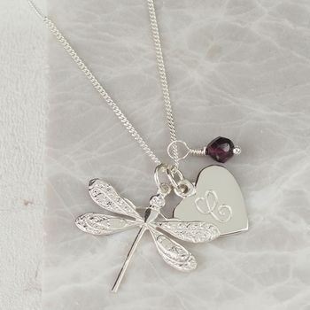 Dragonfly Necklace Personalised With Birthstones, 6 of 10