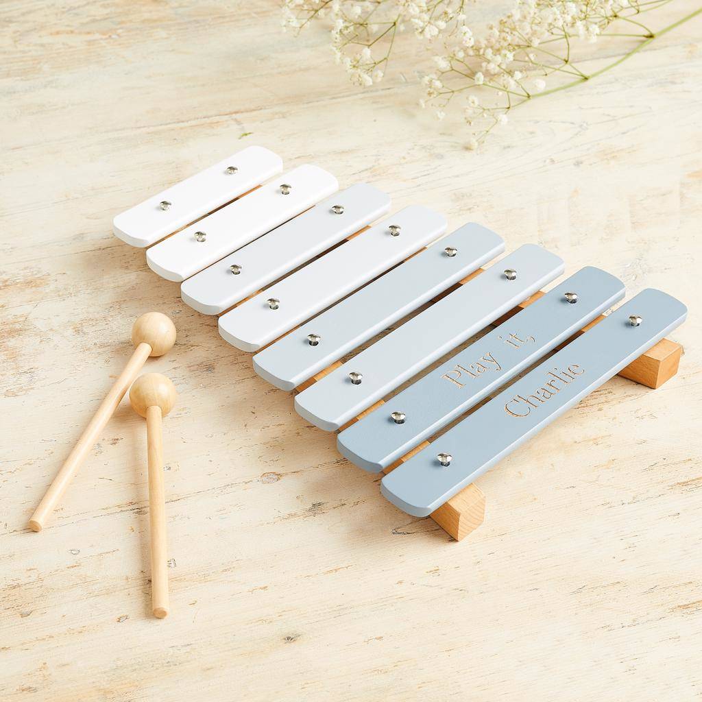 Personalised Grey Wooden Xylophone Toy By My 1st Years
