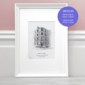 Personalised And Framed Hand Drawn Wedding Venue Print, 3 of 4