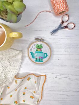 Frog Teapot Mini Cross Stitch Kit, 4 of 6