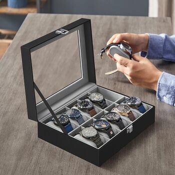 Watch Display Box With Ten Slots And Glass Lid, 4 of 9