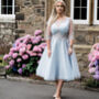 Lace And Tulle Silver And Blue Occasion Dress, thumbnail 1 of 4