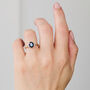 Oval Teal Blue Sapphire Engagement Ring, thumbnail 4 of 4