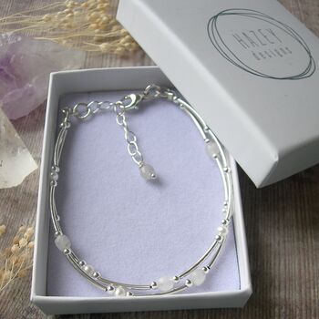 Moonstone And Pearl Double Stranded Bracelet, 2 of 6