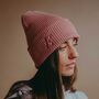 Embroidered Serif Initial Deep Cuff Beanie Hat, thumbnail 1 of 5