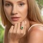 Emerald Halo Engagement Ring In Sterling Silver And Gold, thumbnail 6 of 12