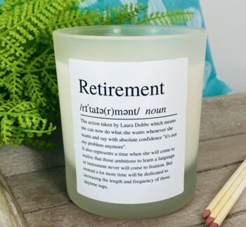 Personalised Fun Retirement Definition Candle, 4 of 11