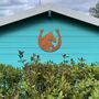 Rusted Metal Horse Garden Wall Art Horseshoe Design, thumbnail 9 of 9