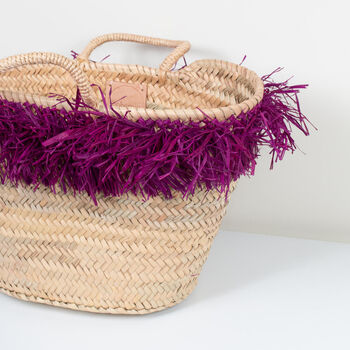 Raffia Tassel Basket, Violet, 3 of 6