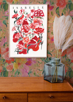 January Carnations Birth Flower Print And Name, 4 of 4