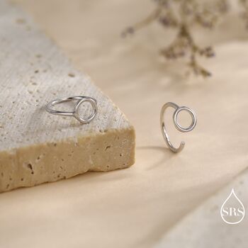 Tiny Circle Huggie Hoop Earrings In Sterling Silver, 2 of 11