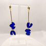 Royal Blue Abstract Statement Earrings, Clay And Resin, thumbnail 4 of 10