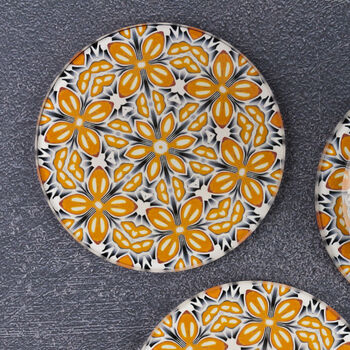 'Orange Fox Flower' Coaster Set, 2 of 10