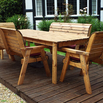 Eight Seater Rectangular Garden Table Set With Benches, 3 of 7