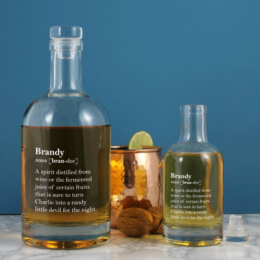 witty personalised brandy definition bottle by copper and sable