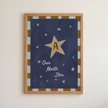 Personalised Our North Star Nursery Initial Art Print, 4 of 12