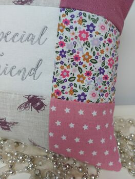Special Friend Cushion Purple Bees And Flowers, 6 of 12