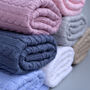 Personalised Dusty Blue Knitted Baby Blanket, thumbnail 6 of 9