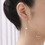 White Opal Dot Long Threader Earrings, thumbnail 4 of 10