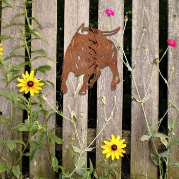 Metal Bull Gift For Rodeo Lover Cowboy Wall Art, 9 of 10