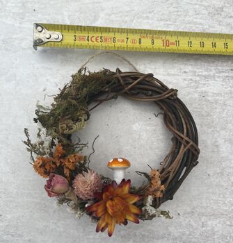 Mini Dried Flower Toadstool Cottagecore Wreath, 3 of 6