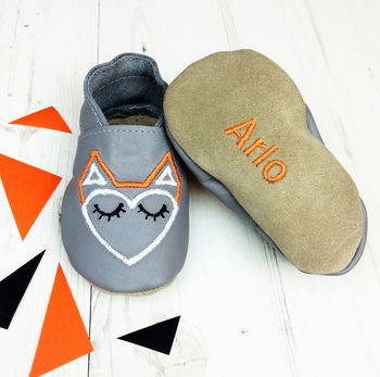Personalised Unisex Geometric Fox Baby Shoes, 3 of 10