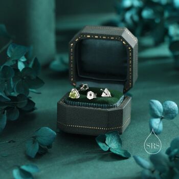 Sterling Silver Trillion Cut Genuine Peridot Stud Earrings, 4 of 12