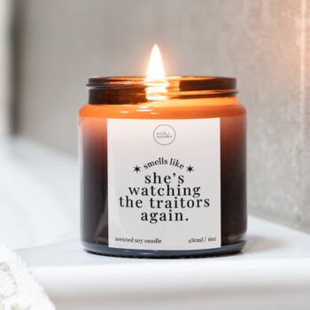 Traitors Tv Show Gifts, Watching The Traitors Again Candle, 3 of 11