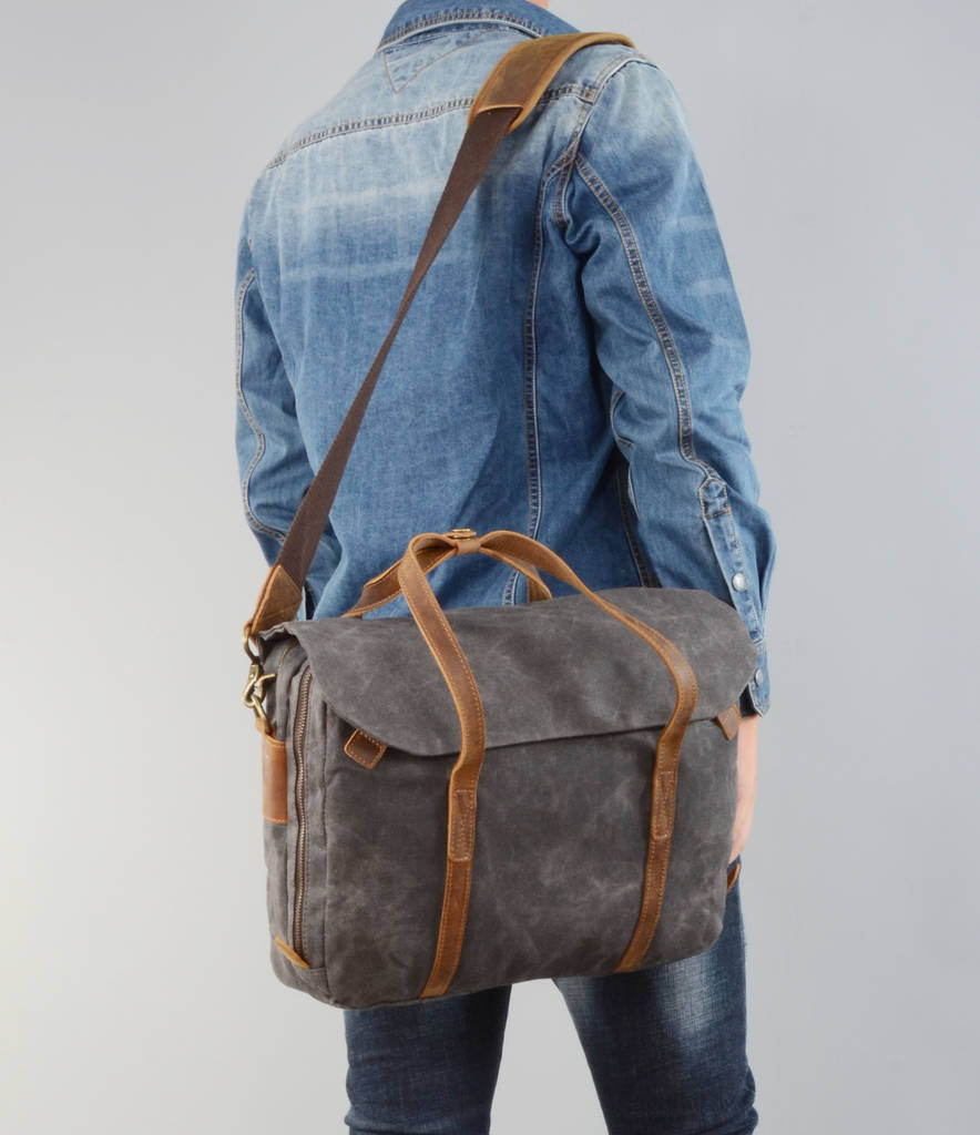 waxed cotton cross body bag