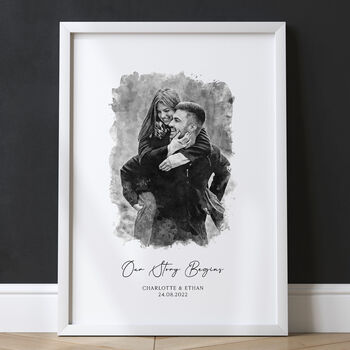 Personalised Watercolour Portrait, Gift For Couple, 2 of 8