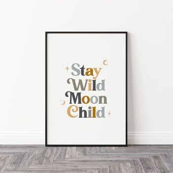 Boho Stay Wild Moon Child Nursery Baby Art Print, 4 of 4