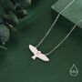 Flying Barn Owl Pendant Necklace In Sterling Silver, thumbnail 6 of 12