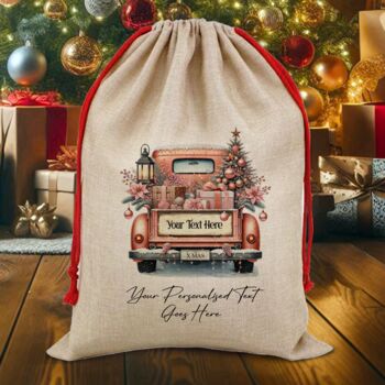 Personalised Christmas Vintage Truck Gift Sack, 3 of 9