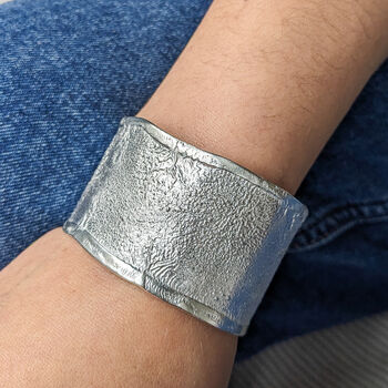 Handmade Silver Cuff Textured Bracelet, 4 of 6