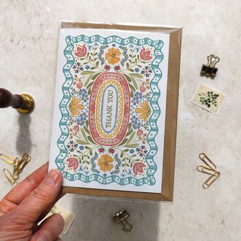 Folk Style Folded Thank You Cards And Envelopes, 5 of 8