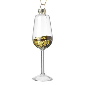 Champagne Glass With Gold Glitter Hanger, 2 of 4