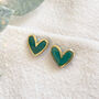 Forest Green Polymer Clay Heart Studs, thumbnail 3 of 5
