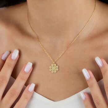 Four Leaf Clover Necklace With Initials, 3 of 9