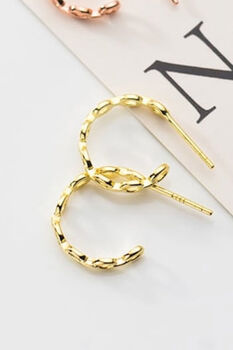 Thick 18 K Gold Chain Hoop Earrings, 4 of 5