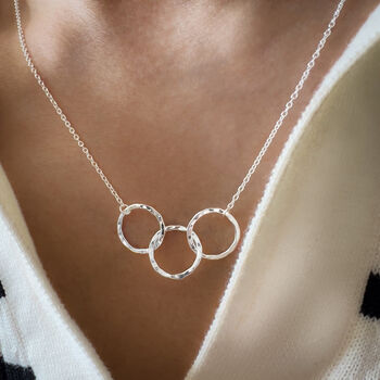 Sterling Silver Three Linked Circles Infinity Necklace, 4 of 9