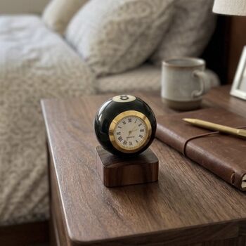 Pool Ball Clock With Personalised Wood Plinth, 5 of 12