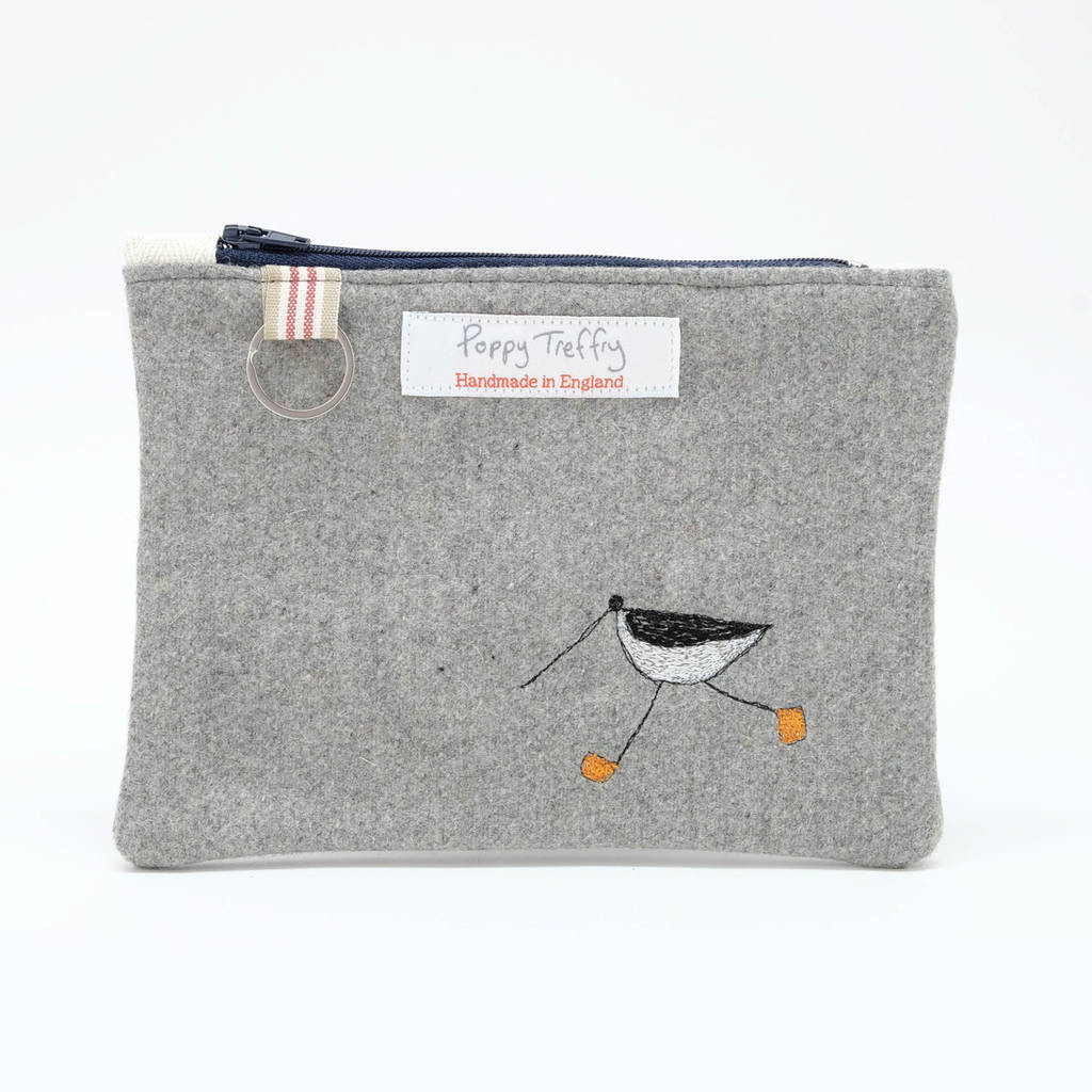 Oystercatcher Flat Embroidered Purse With Keyring
