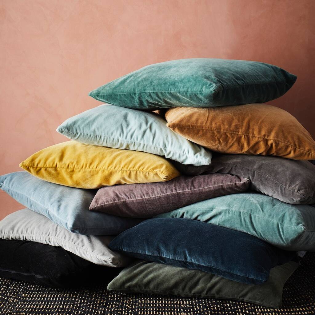 Sumptuous Yellow, Teal Or Grey Velvet Cushion, 1 of 7
