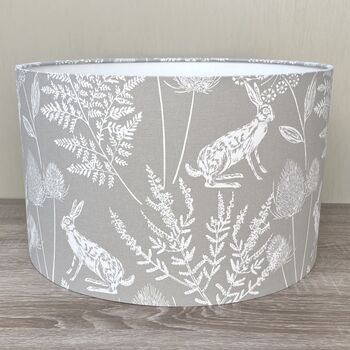 Kielder Hare Dove Grey Wildlife Drum Lampshades, 5 of 9