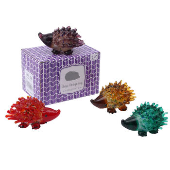 Artisan Glass Set Of Four Hedgehogs In Gift Box, 2 of 3