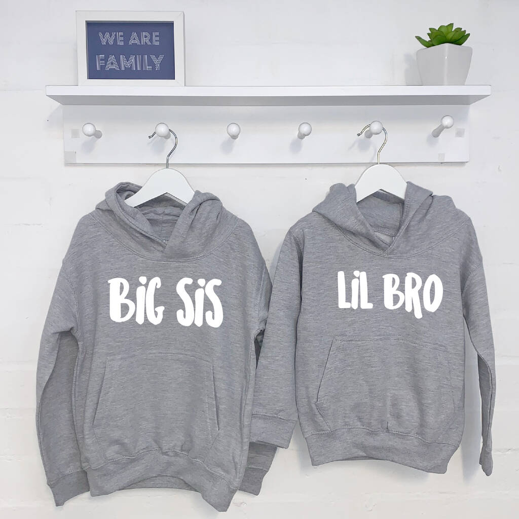 Big Sis Lil Sis/ Big Bro Lil Bro Matching Hoodie Set, 1 of 7