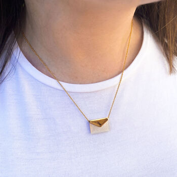 Gold Plated White Envelope Necklace, 3 of 3